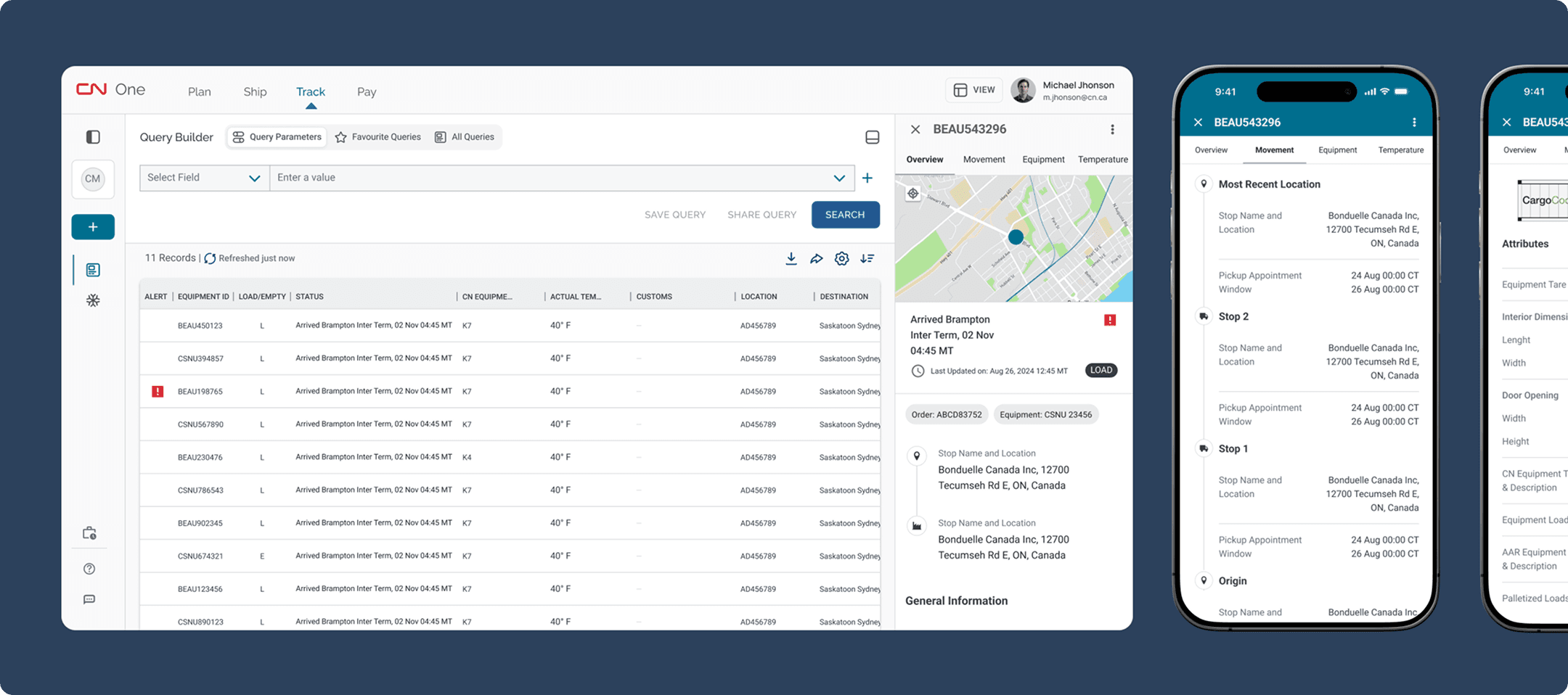 Shipment Tracking dashboard and mobile screens