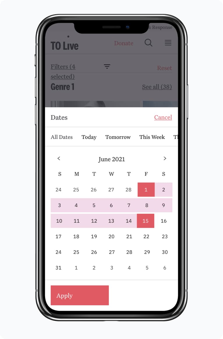 Mobile date range picker
