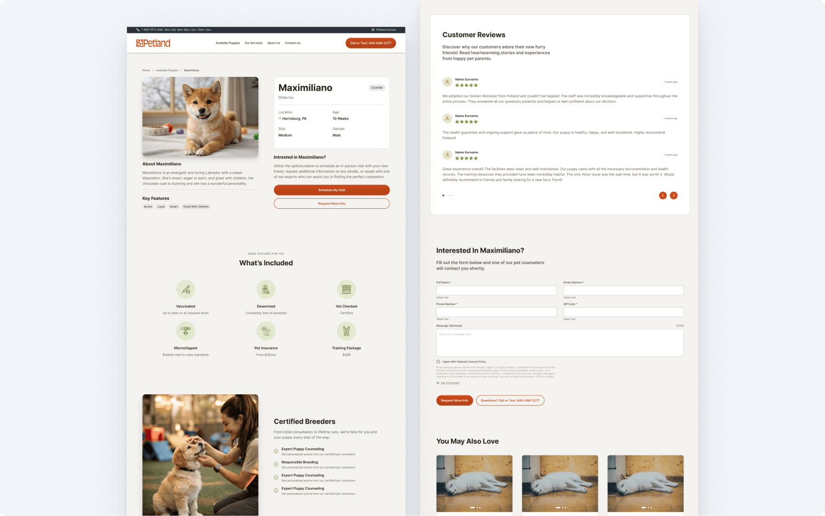 Before and after puppy detail page